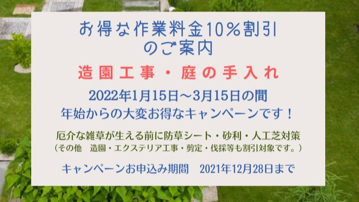 新年のお得な割引価格のご案内