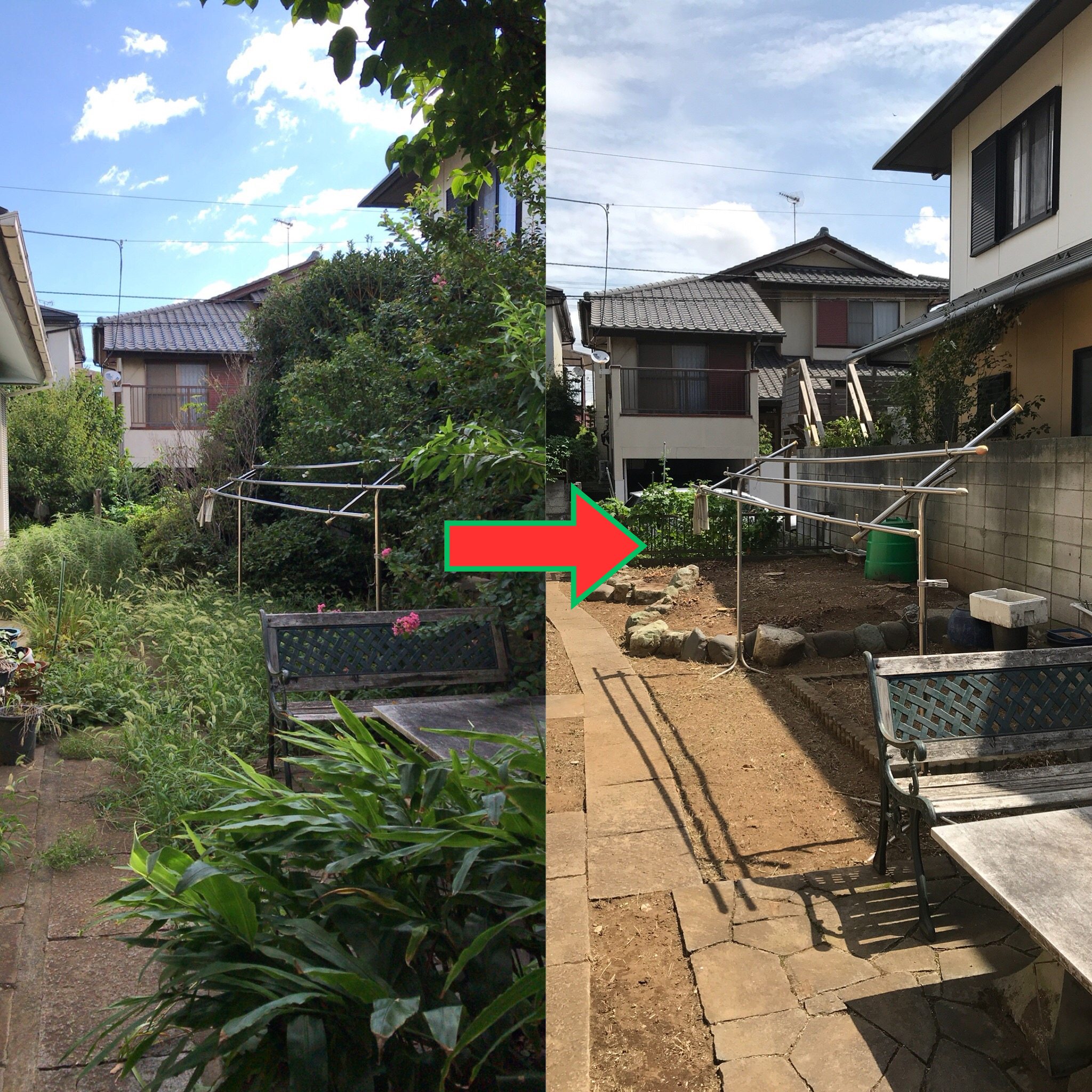 伐採・伐根・剪定・除草 左写真(前)右写真(後)